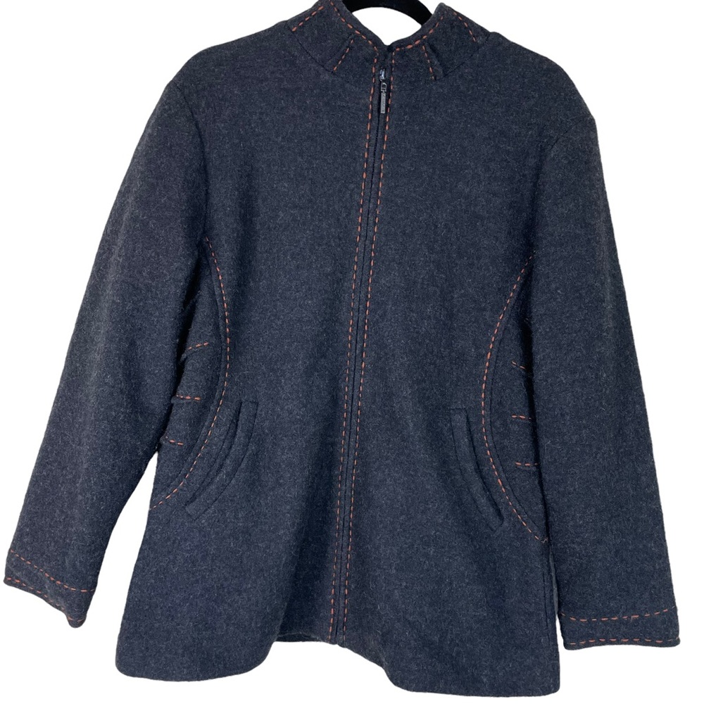 Carson 100% Wool Heavy Zip-up Jacket Coat Thick Stitch High Quality Warm Size Lg
